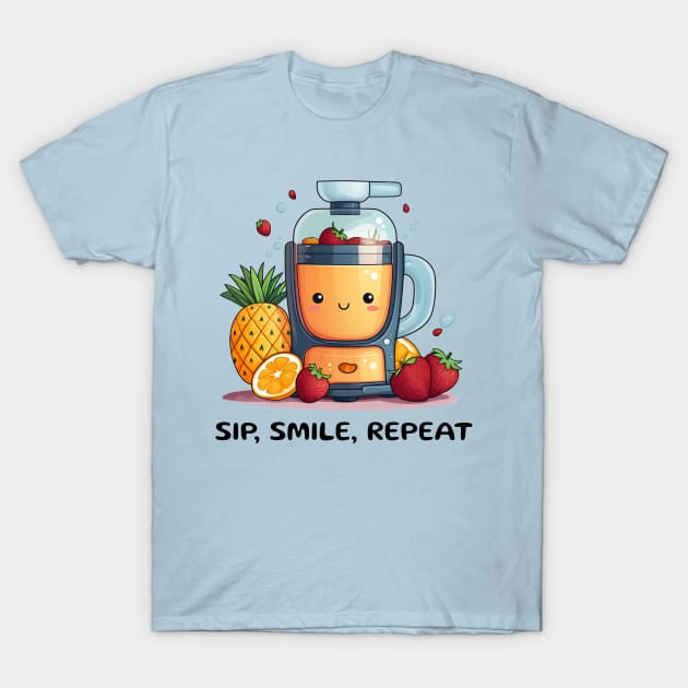 Fruit Juicer Sip, Smile, Repeat Funny Healthy Novelty T-Shirt by DrystalDesigns